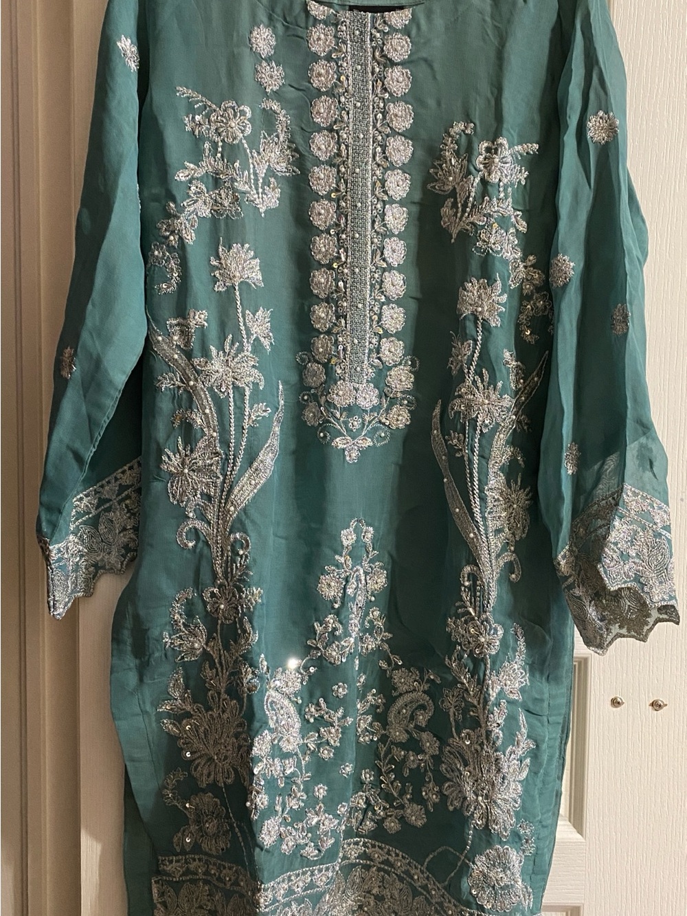 BRAND NEW Teal Embroidered Sharara Kameez Set
